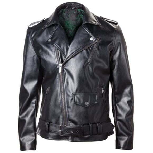 NINTENDO x ZELDA Hylian Royal Crest Faux Leather Biker Moto Jacket Black - Picture 2 of 9